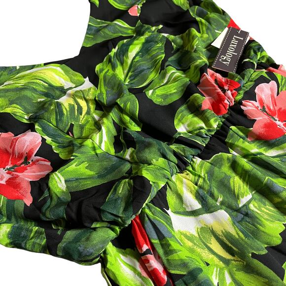 Luxology NEW Hibiscus Floral Print Jumpsuit Romper - Size 12 - Wide Leg Pants - Picture 10 of 10